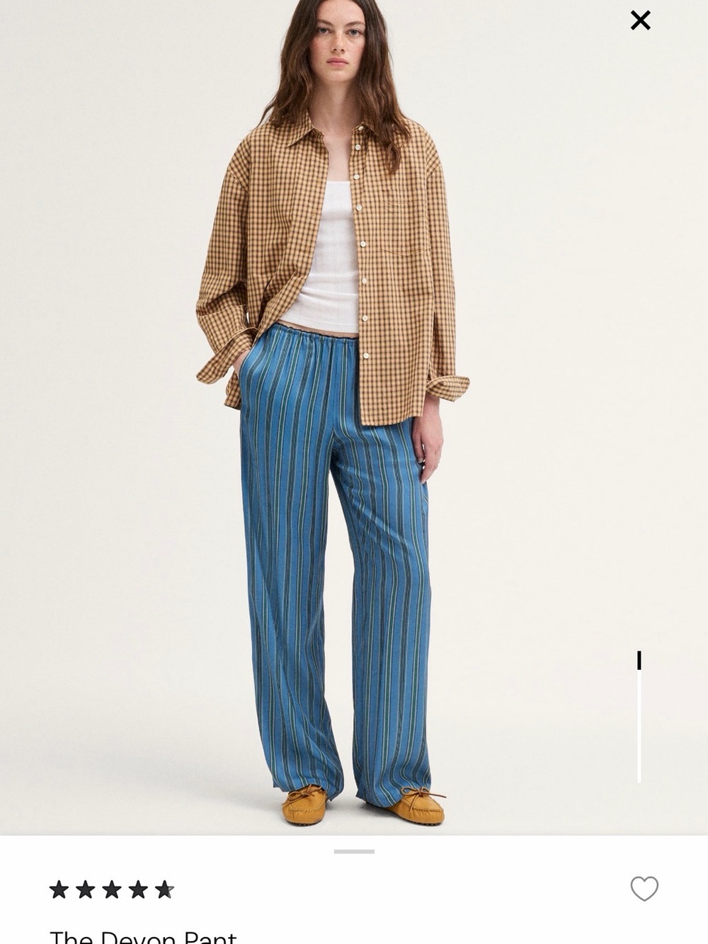 Madewell Blue Striped Wide-Leg Pants, Medium Short Length